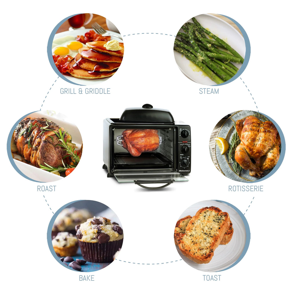 6 Slice Toaster Oven Broiler with Rotisserie Grill and Griddle O572