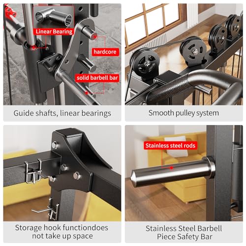 Power Cage Smith Machine Power Rack Squat Rack Cable Crossover System Z358743