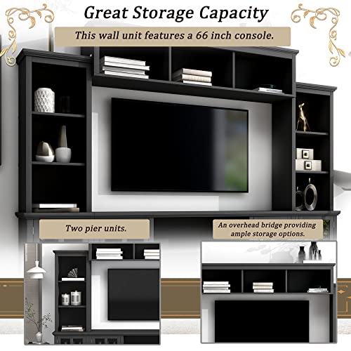 White TV Stand with Storage Bridge and Glass Door Cabinet X2391