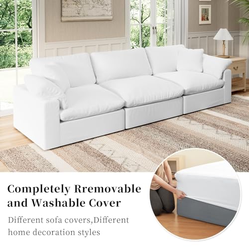 White Linen Oversized Modular Sectional Sofa N65068