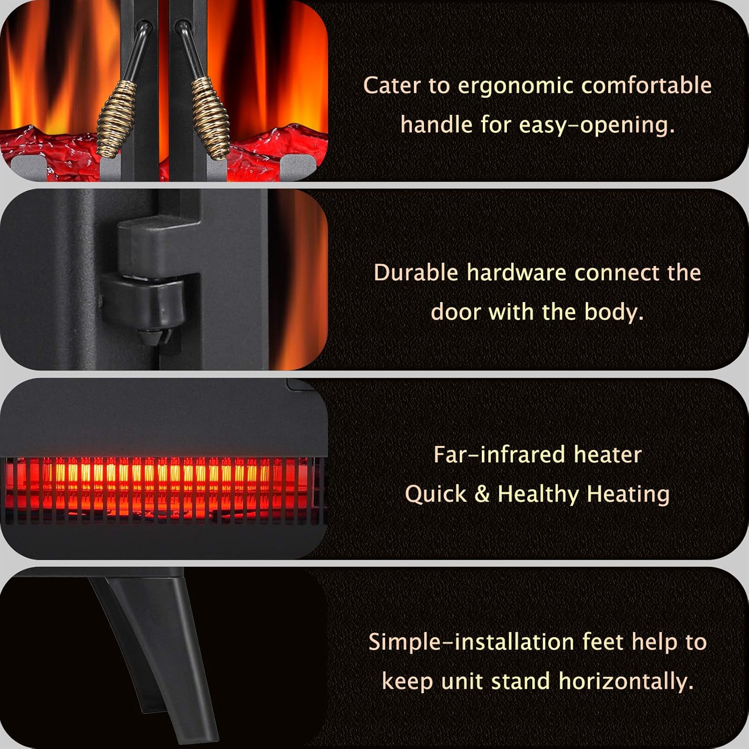 3D Infrared Electric Fireplace Stove, Freestanding Fireplace Heater, 1000W/1500W N691372