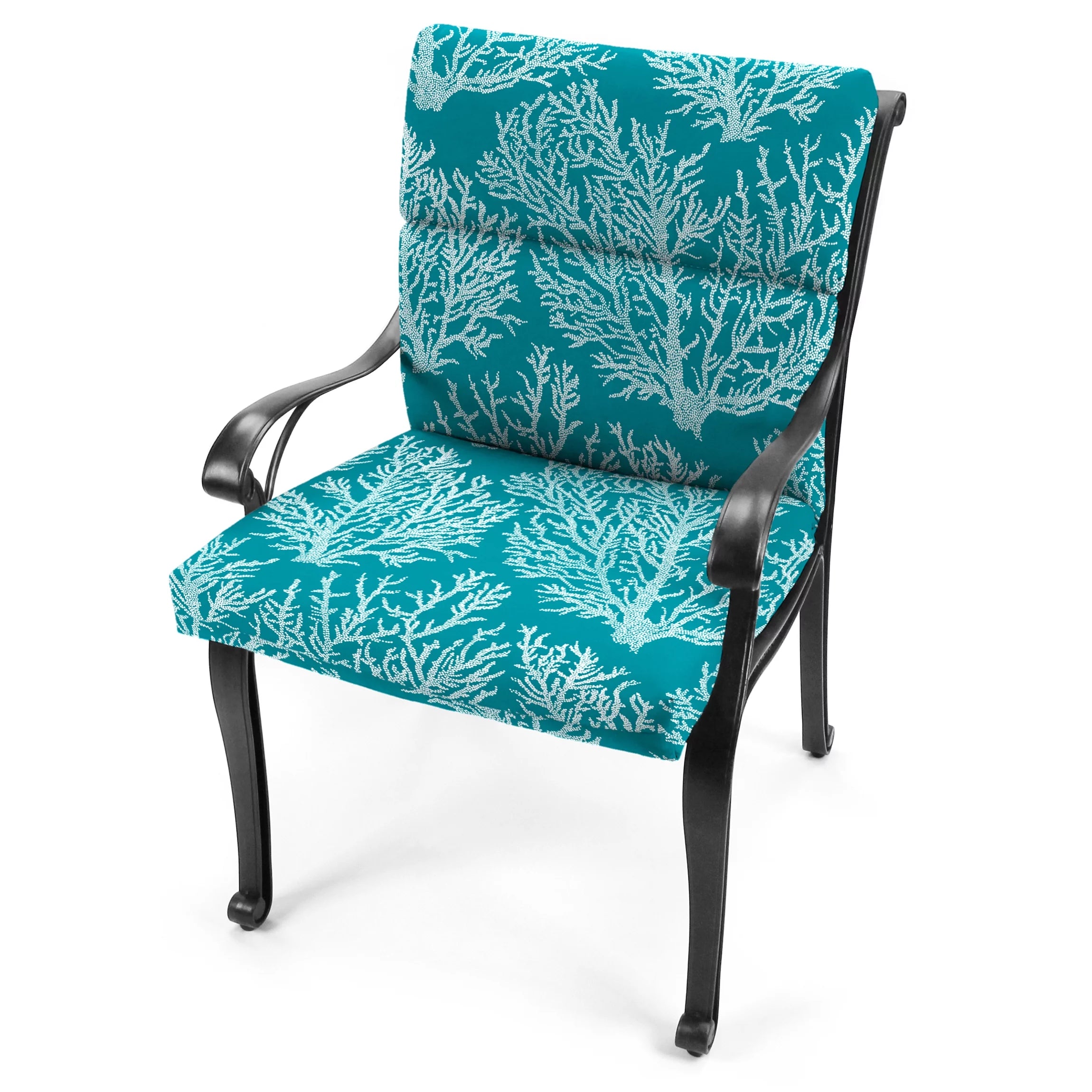 44" x 22" Seacoral Turquoise Nautical Rectangular Outdoor Chair Cushion with Ties and Hanger Loop M84720