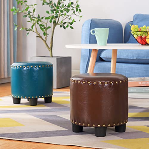 Gray Round Rivet Footrest Pu Ottoman Q9916