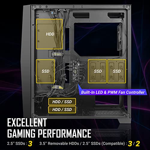 Mid Tower Computer Case, ATX, USB3.0, 360 mm Radiator Support, 3 x 120 mm ARGB Fans Included B38102