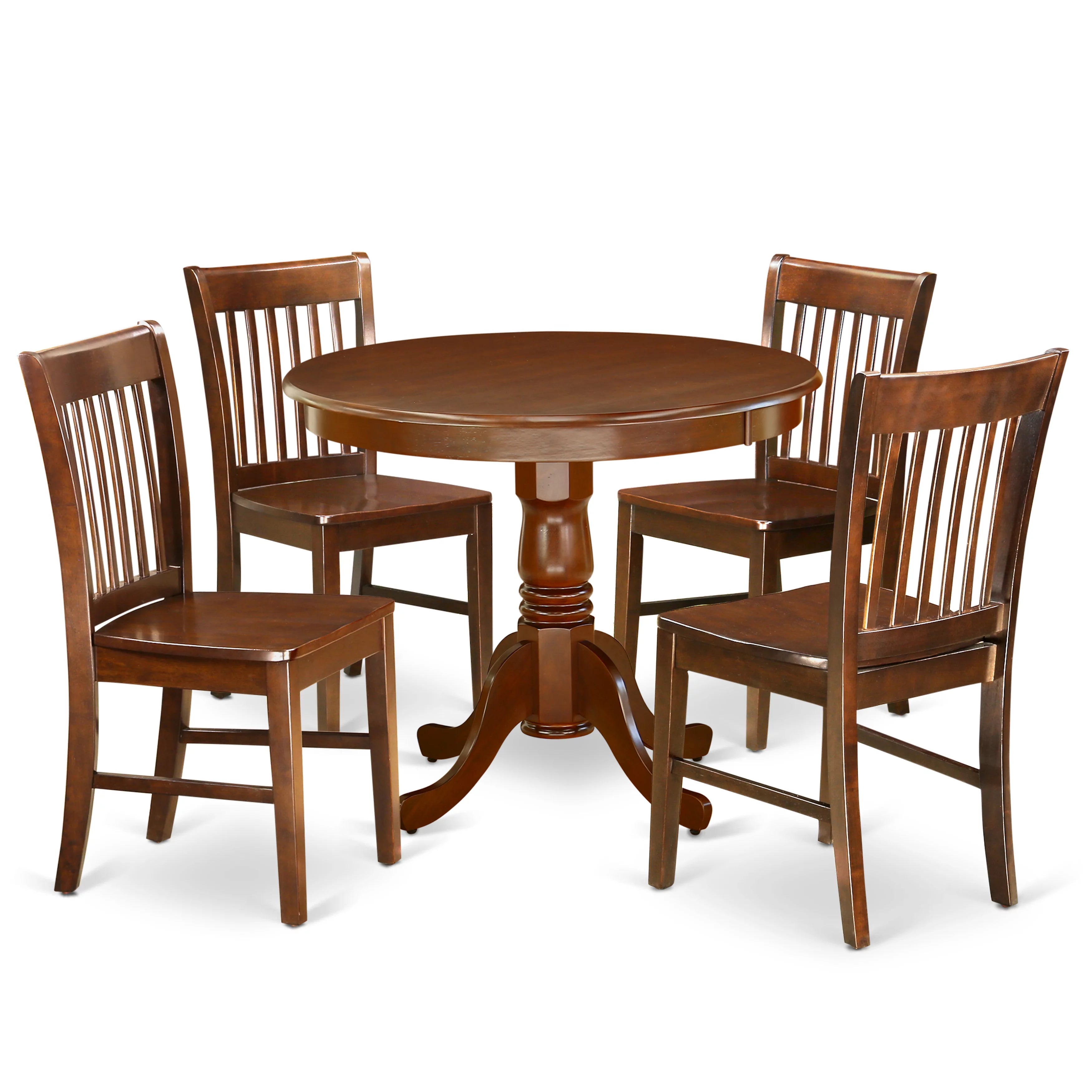 Antique 5-piece Dining Chair and Round Table Set in Mahogany S49163