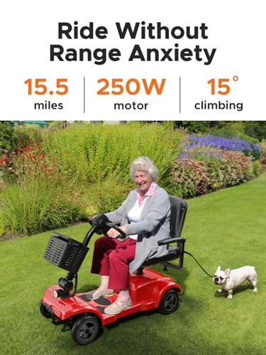 Blue Folding 4 Wheel Mobility Scooter with Detachable Basket O781861
