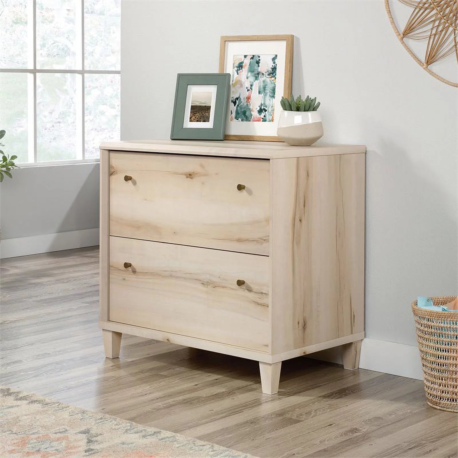 Contemporary Engineered Wood Lateral File Cabinet in Maple W923