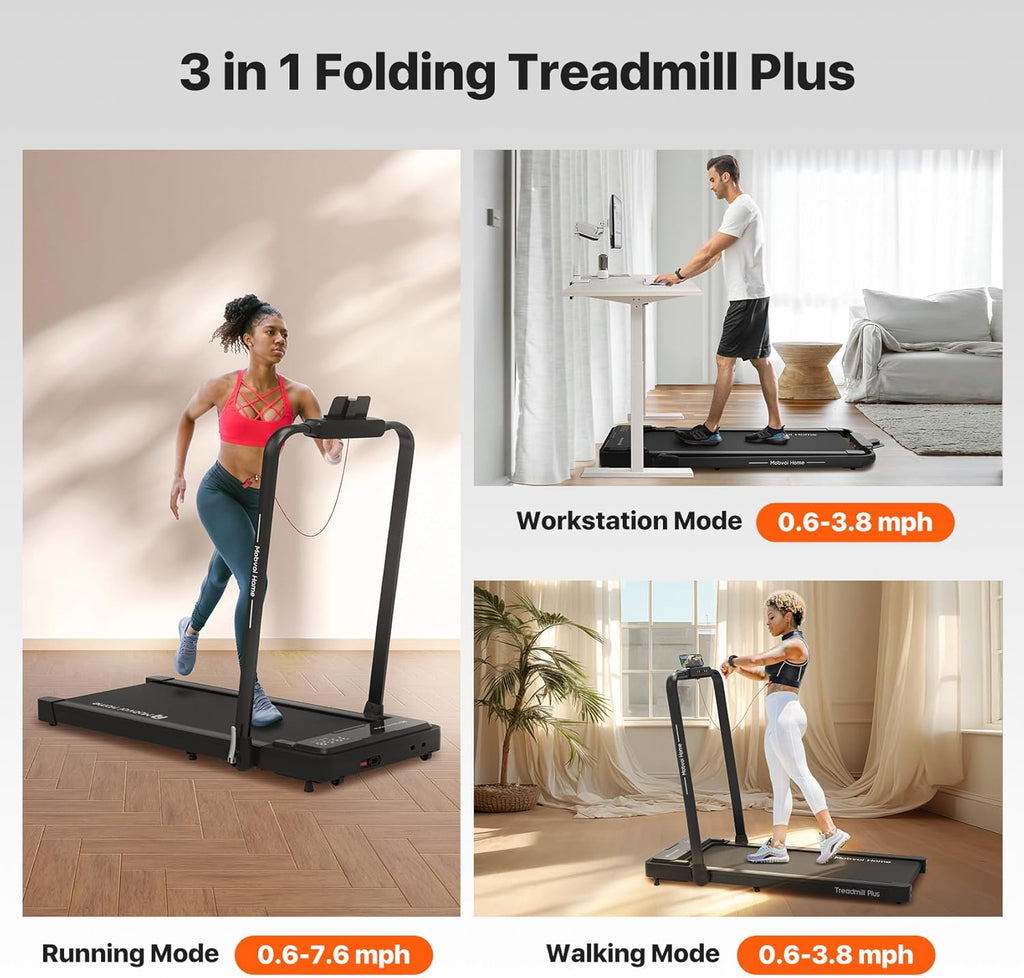 3 in 1 Folding Treadmill Walking Pad Compact Under Desk Running Walking Machine N61306