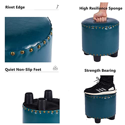 Gray Round Rivet Footrest Pu Ottoman Q9916