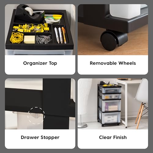 Black 10-Drawer Plastic Rolling Cart W627058