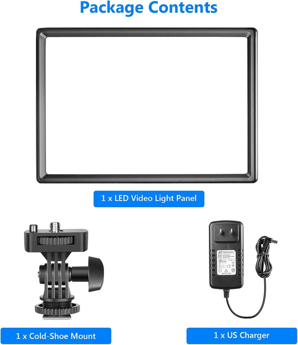 Ultra-Thin LED Soft Light Panel with LCD Display, Dimmable Bi-Color 3200-5600K CRI95+ On Camera Video Light P71939