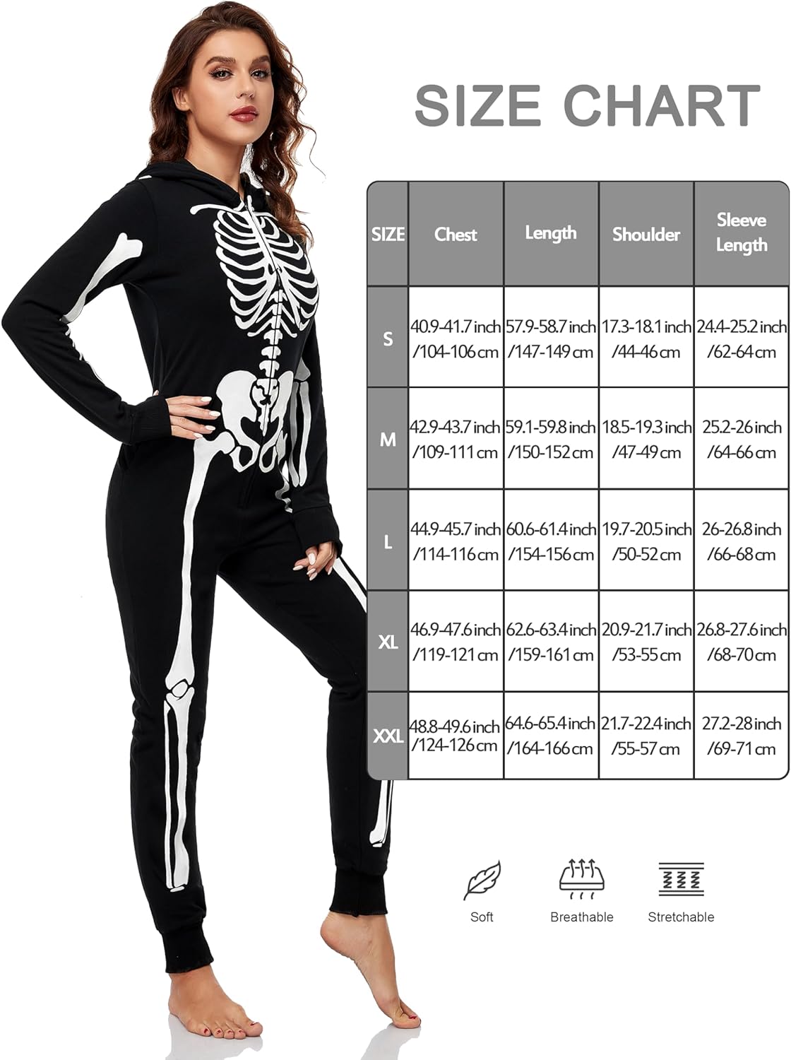 Glow in The Dark Skeleton Onesie Pajama D1740