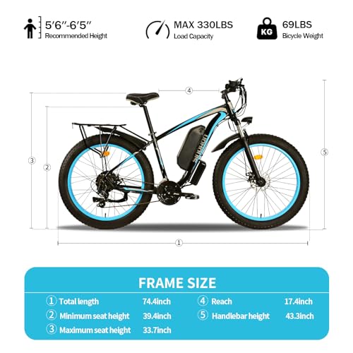26'' Fat Tire Electric Bicycle with 750W Motor and 48V 13Ah Lithium Battery O522423