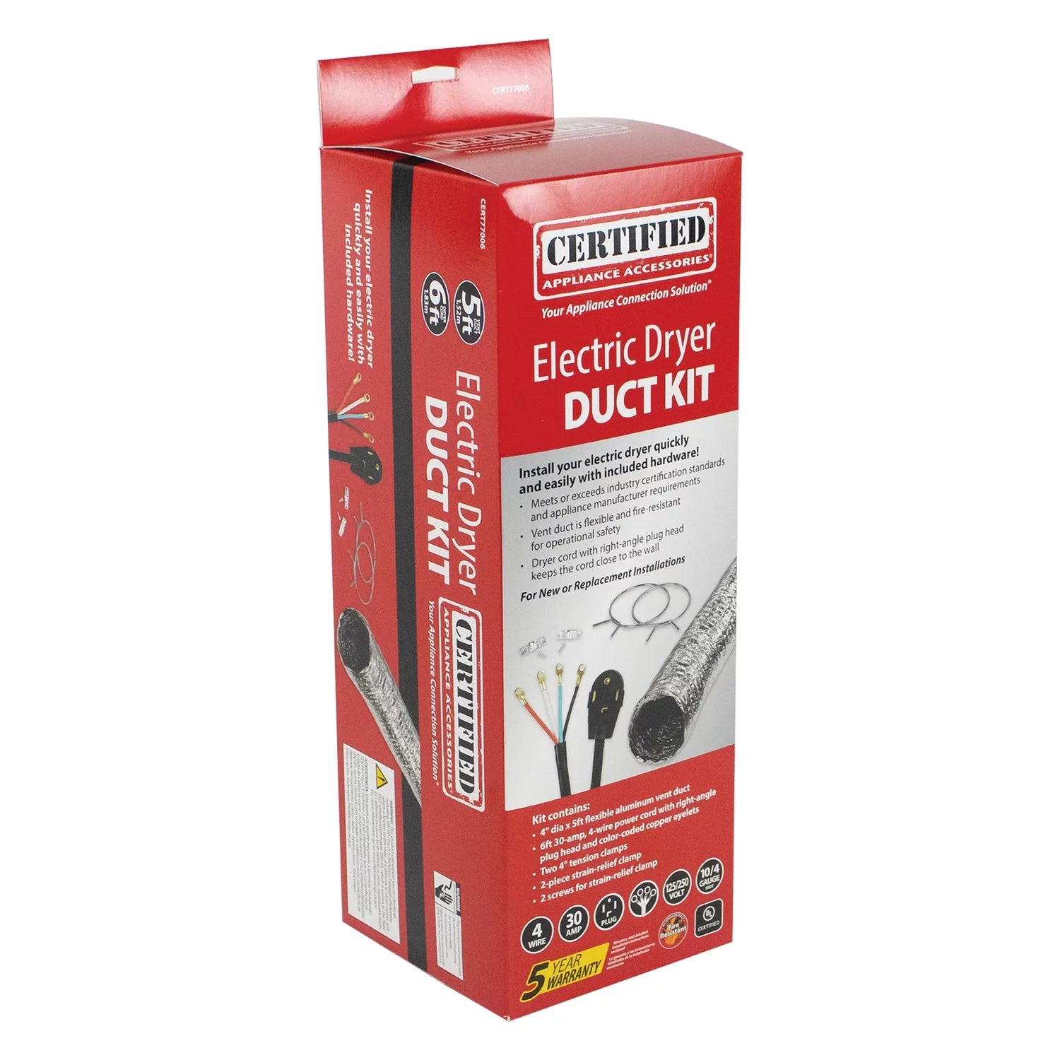 Electric Dryer Flex Duct Kit with 4-Wire 30-Amp 6ft Cord F9899