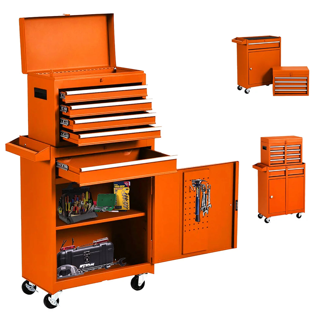 Orange 5-Drawer Rolling Steel Tool Chest with Lockable Drawers I985
