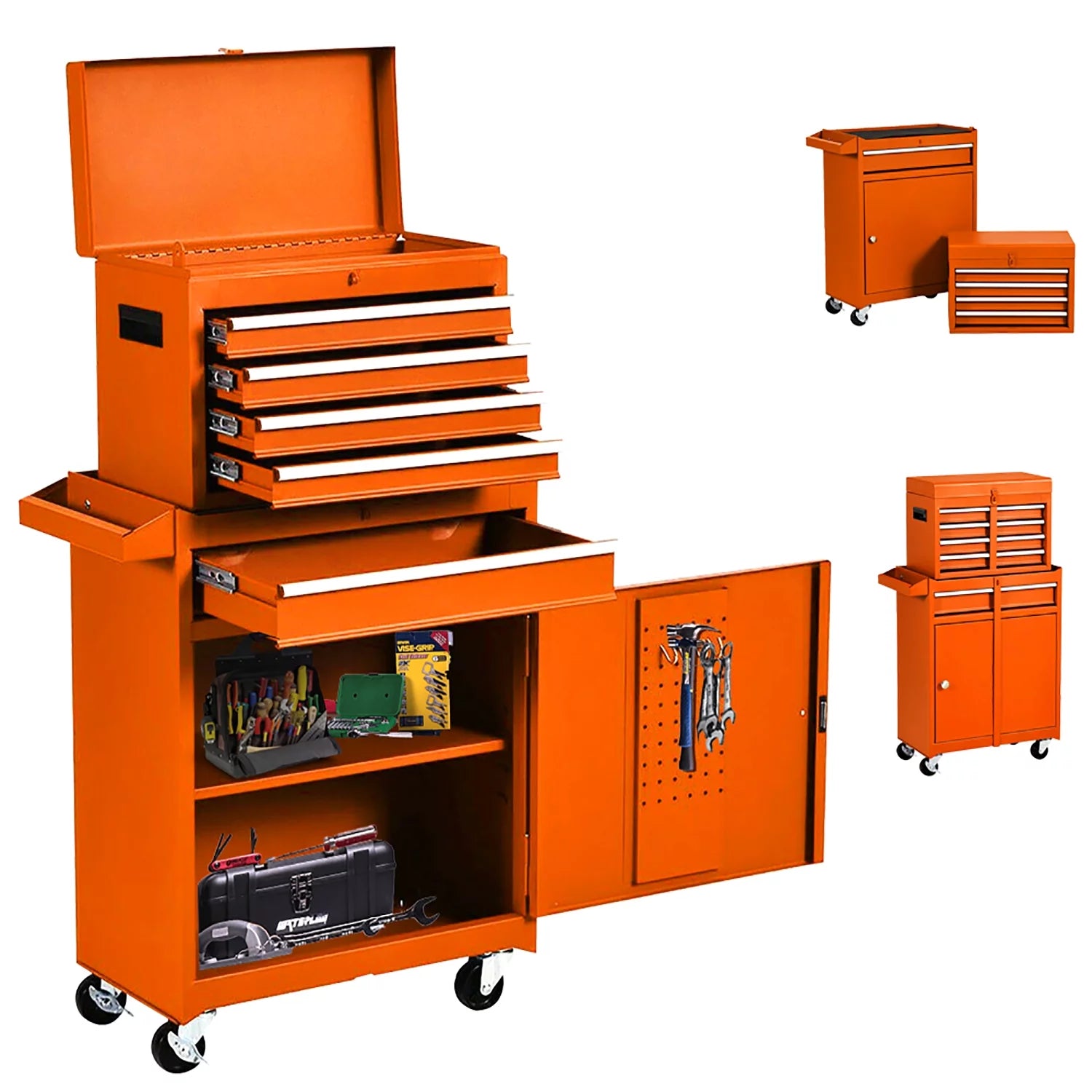 Orange 5-Drawer Rolling Steel Tool Chest with Lockable Drawers I985