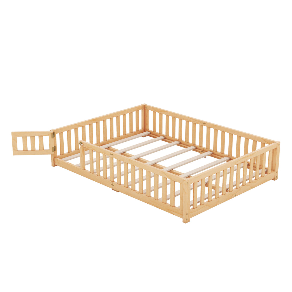 Queen Size Bed Floor Bed with Safety Guardrails G352115