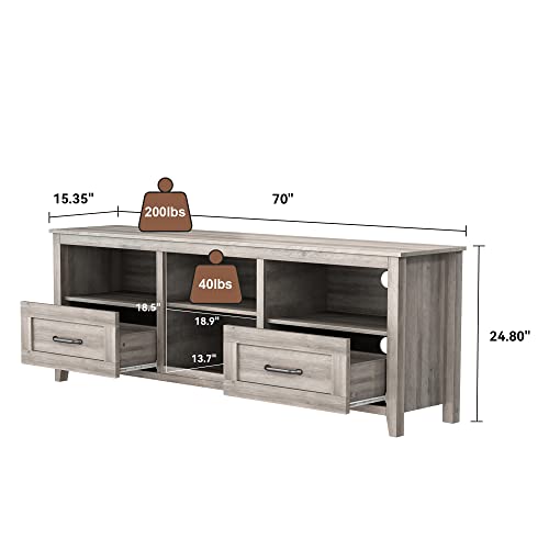 70" Wood TV Stand with 2 Drawers and 4 Storage Compartments U324