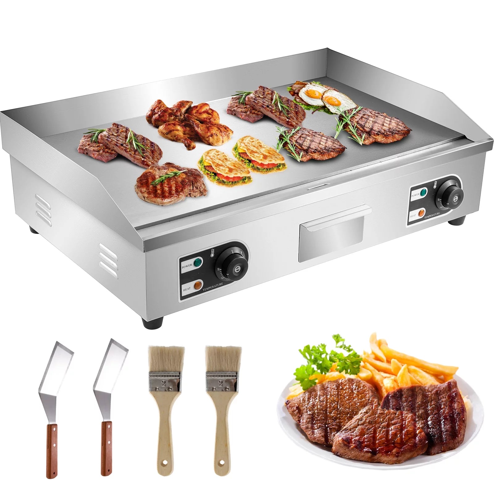 30" Electric Countertop Flat Top Griddle Non-Stick Stainless Steel R5825