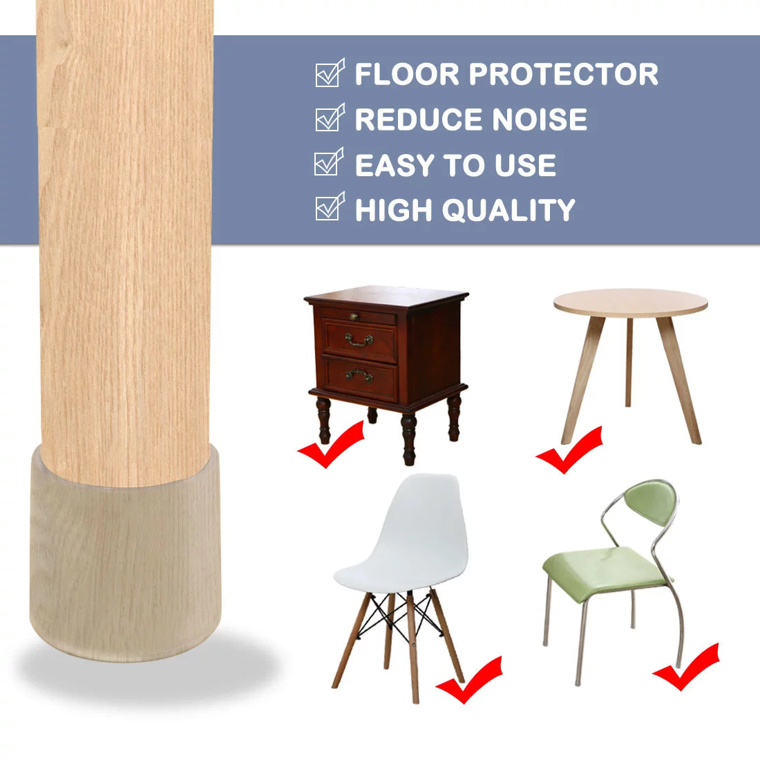 16pcs 1.5" 38mm Inner Dia Furniture Floor Protector M945