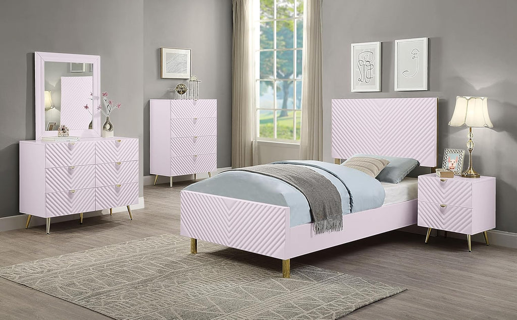 6-Drawer Pink Wood Metal Dresser C784