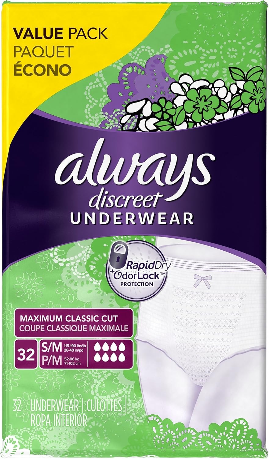 Maximum Absorbency Incontinence Underwear, Small/Medium, 32 Count U161040