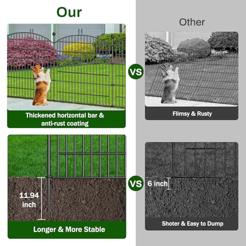 10 Panels No Dig Decorative Garden Fence 40 in x 23.6 ft Rustproof Metal Fencing I6727