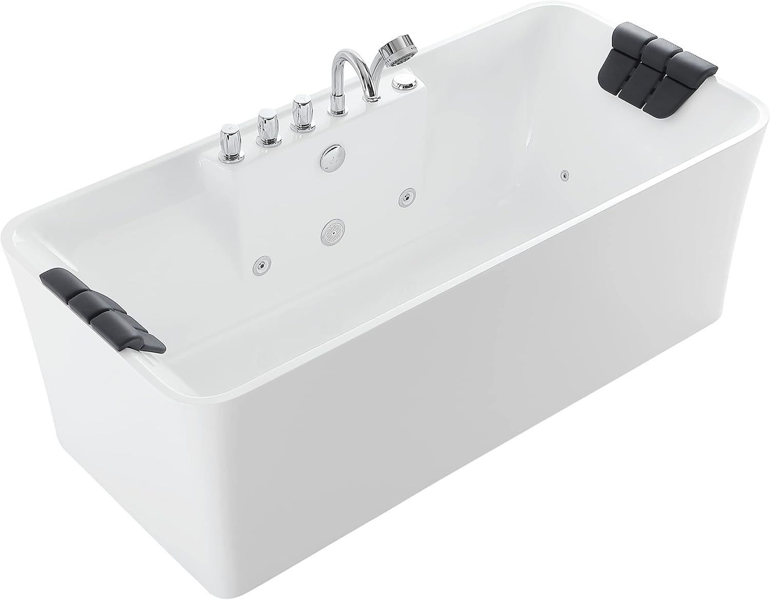 67 Inch Freestanding Acrylic Whirlpool Bathtub with 8 Jets, White T737149