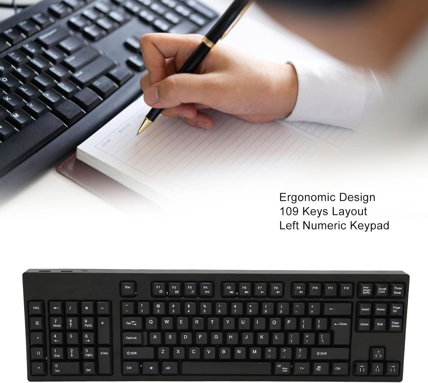 Ergonomic Left Handed Keyboard 109 Keys F420