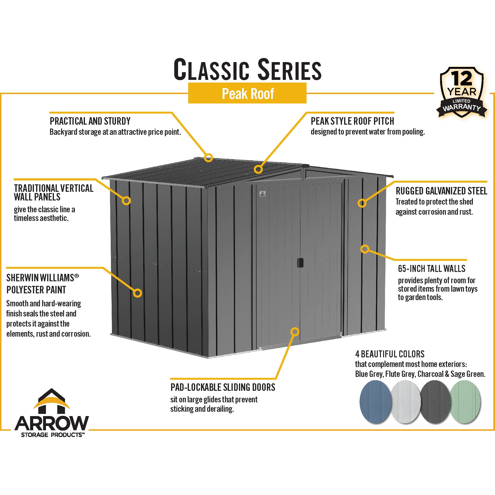 10 ft. x 8 ft. Steel Storage Shed in Charcoal M98422