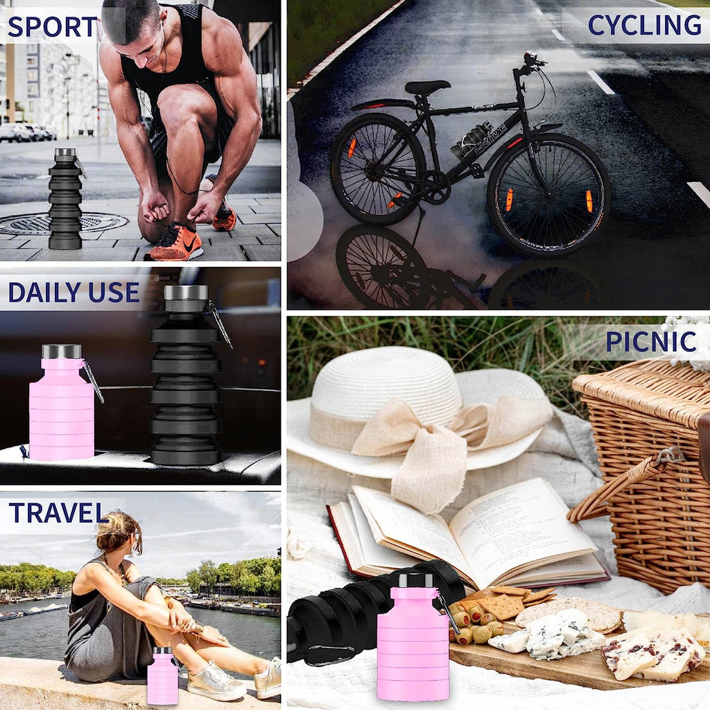 2 Pack Collapsible Silicone Water Bottle Q678