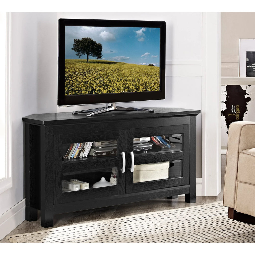 Grey Wash Wood Corner TV Console Y3977