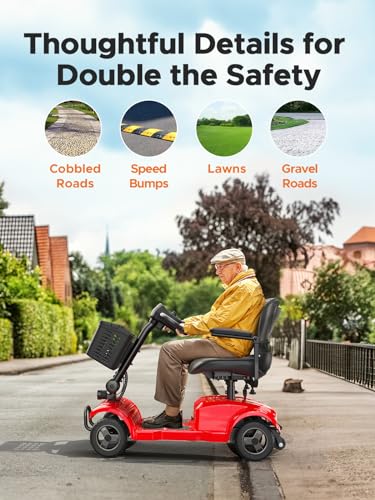 Blue Folding 4 Wheel Mobility Scooter with Detachable Basket O781861