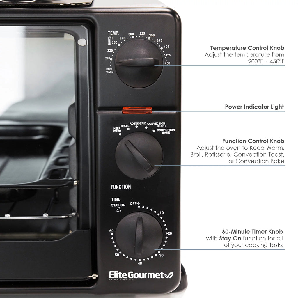 6 Slice Toaster Oven Broiler with Rotisserie Grill and Griddle O572