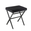 Black Square Thickened Cushion Vanity Stool with Metal X Legs S176