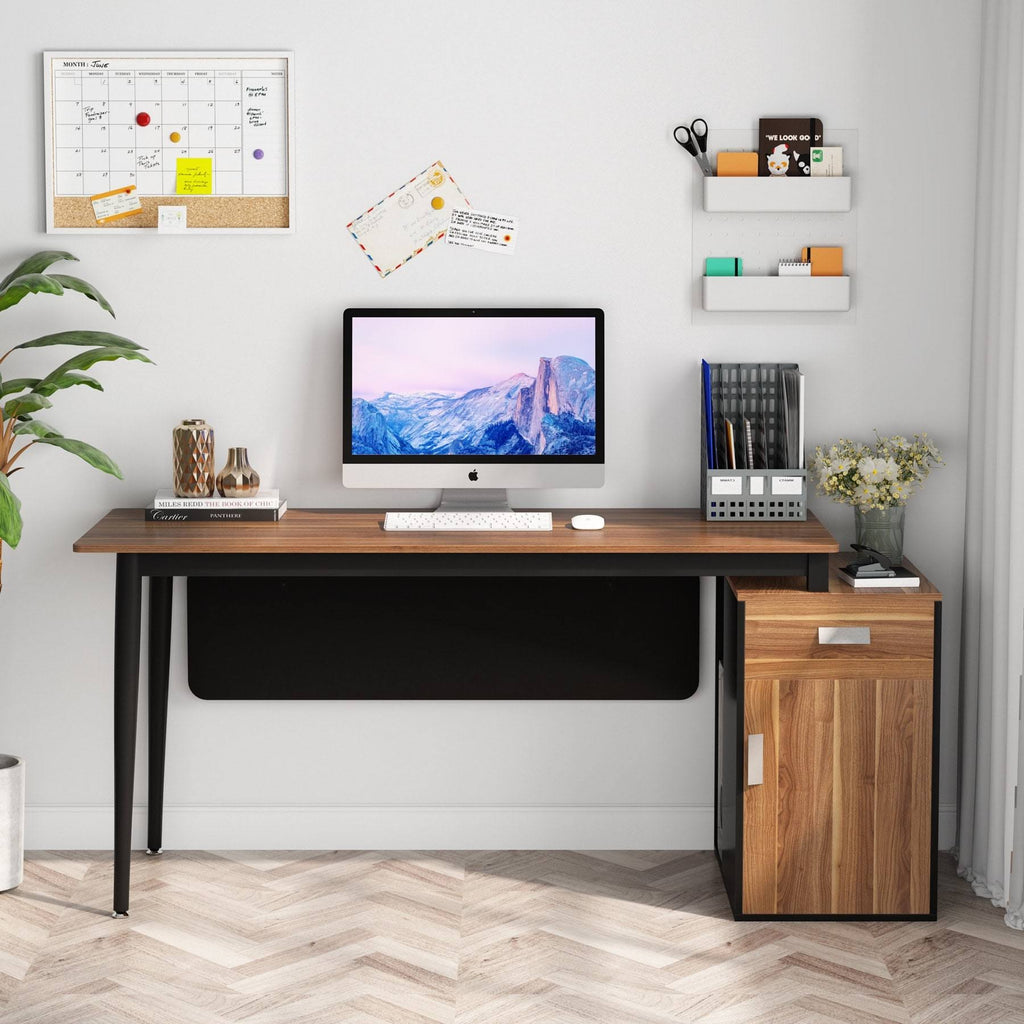 55 inch Computer Desk with Drawers and Storage Cabinet N607