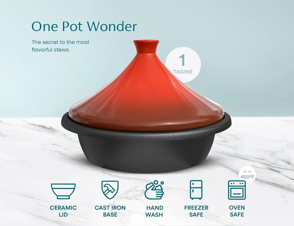 3.3 QT Enameled Cast Iron Tagine with Ceramic Lid F97649