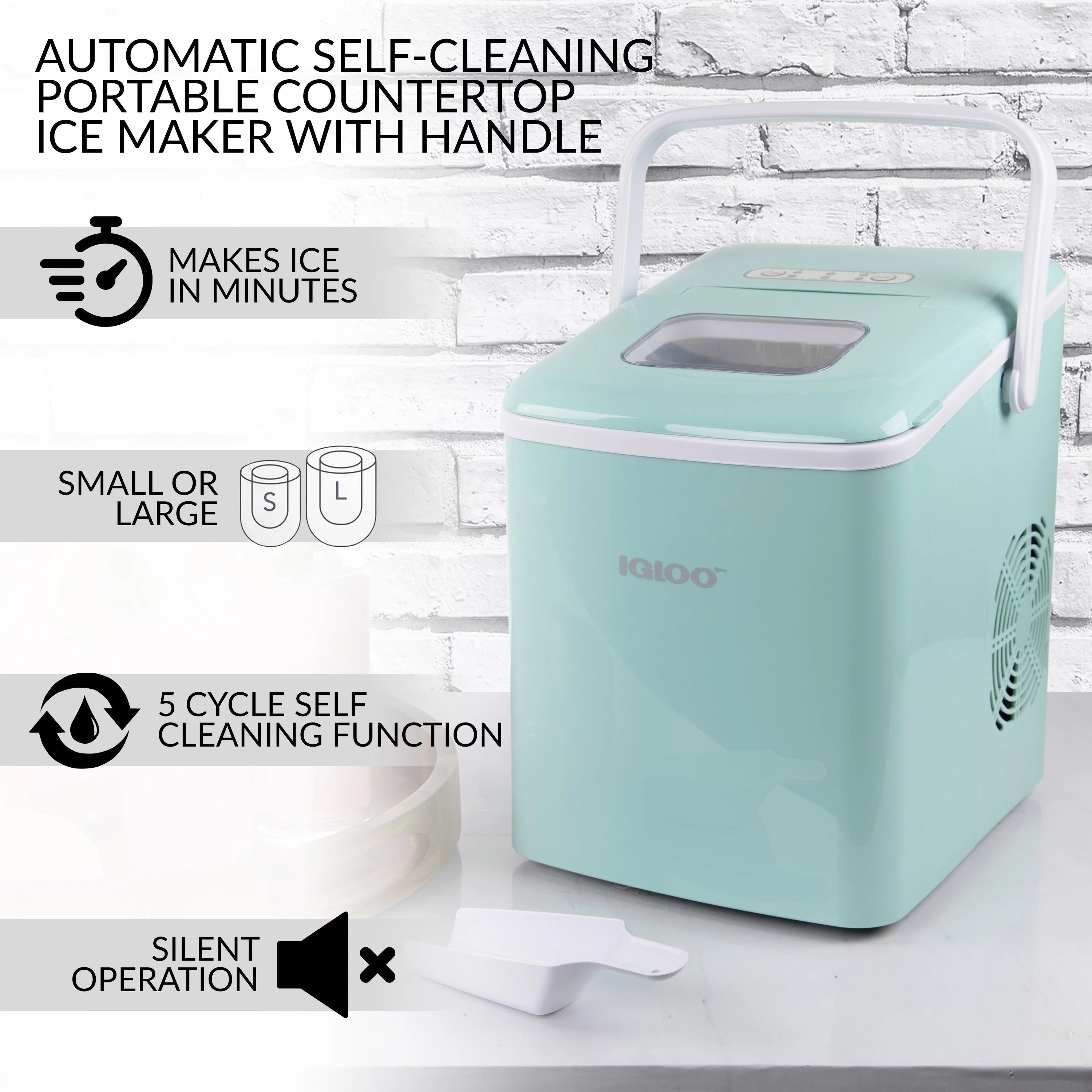 26-Pound Automatic Self-Cleaning Portable Countertop Ice Maker Machine, Aqua M567505