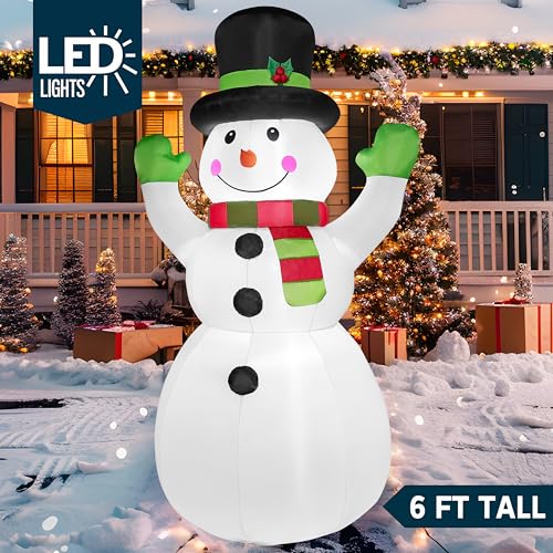 6 FT Tall Christmas Inflatables Snowman with Built-in LEDs A370