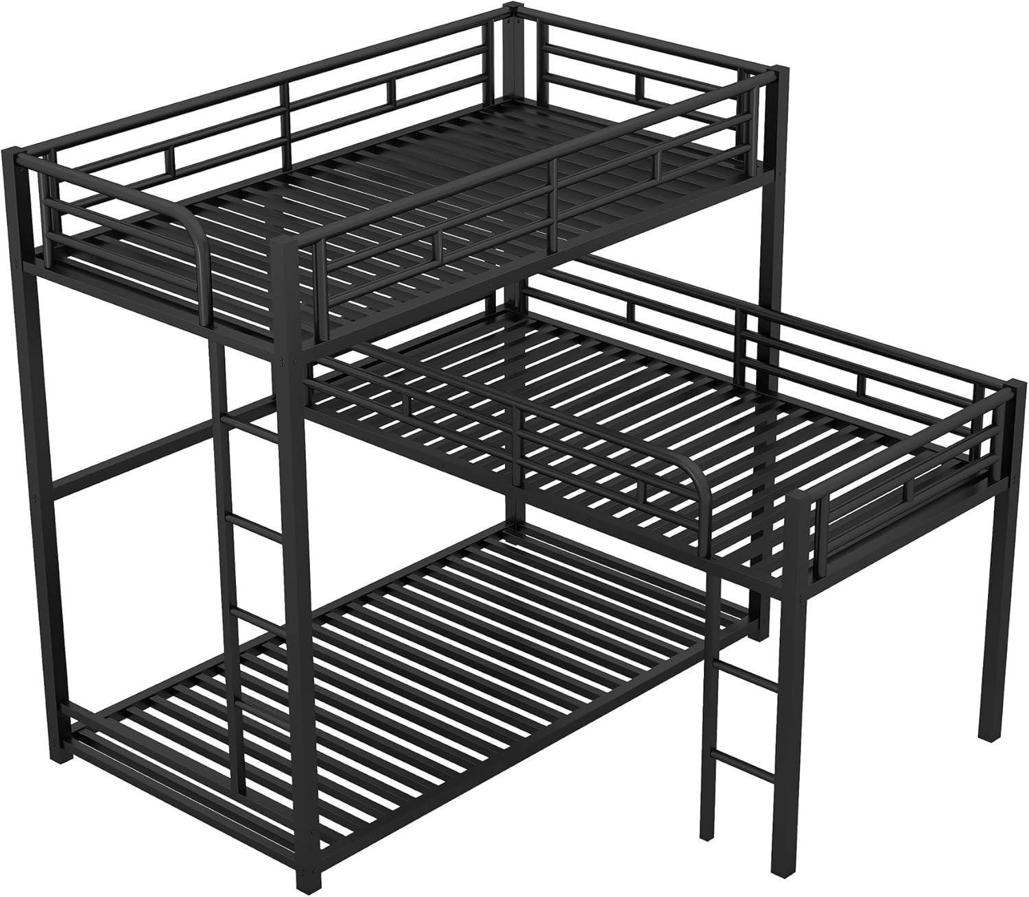 Black L-Shaped Triple Bunk Bed E145626