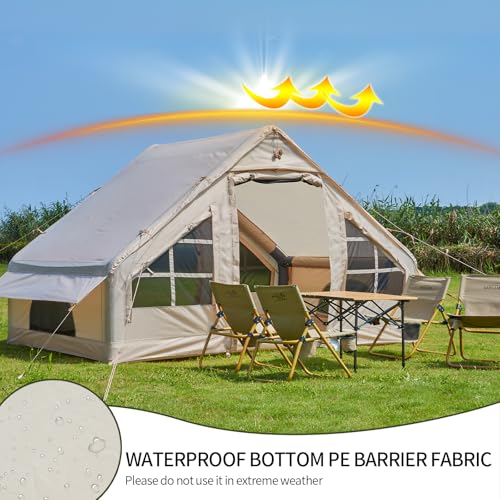 Inflatable Tent with Pump, 4-6 Person Instant Camping Tents, Waterproof with Mesh Windows X1517