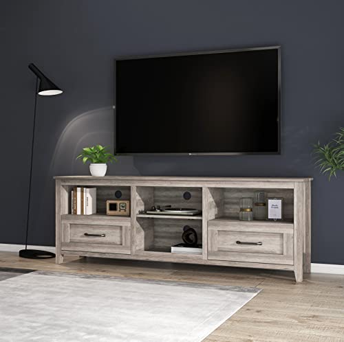 70" Wood TV Stand with 2 Drawers and 4 Storage Compartments U324