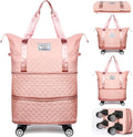 Pink Rolling Duffle Bag with Wheels and Handle Y9443