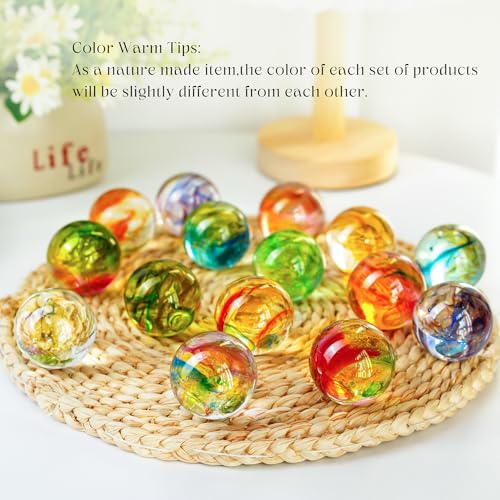 7 Pcs Crystal Glass Decorative Ball Set with LED Wooden Base X3427