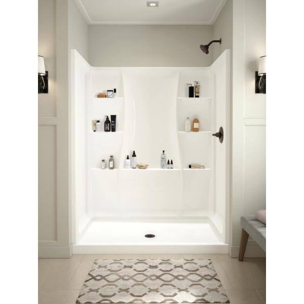 32 in. x 60 in. Single Threshold Center Drain Alcove Shower Base in High Gloss White K65118