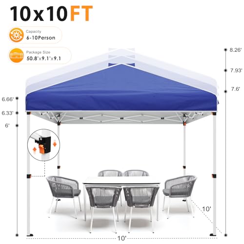 Blue 10x10 Pop Up Canopy Tent with Removable Sidewalls and Mesh Windows W260