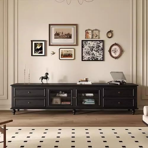 Black Solid Wood TV Stand (200X40X55CM) X3146