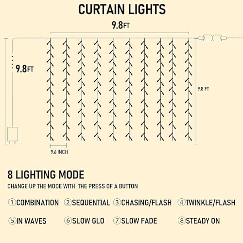 300 LED Warm White Curtain Lights I250626