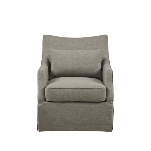 Beige Swivel Accent Armchair with Lumbar Pillow J113