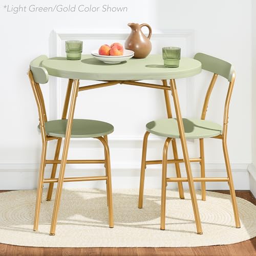 3-Piece Oval Dining Table Set with 2 Chairs, Metal Frame, Dark Brown/Black I101727